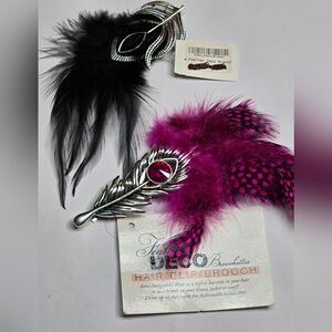 Treska Feather Deco Brooches Hair Clip Barrette Convertible Feather Brooch Lot‎